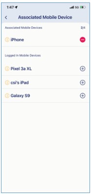 Manage devices screen